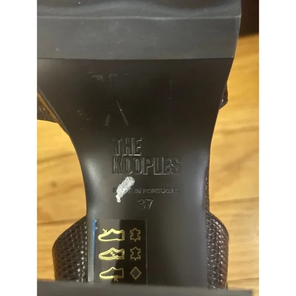 The Kooples NIB Lizard Effect Leather Heel SandalsBlack FR 37/ US‎ 6 MSRP $435 - Picture 8 of 9